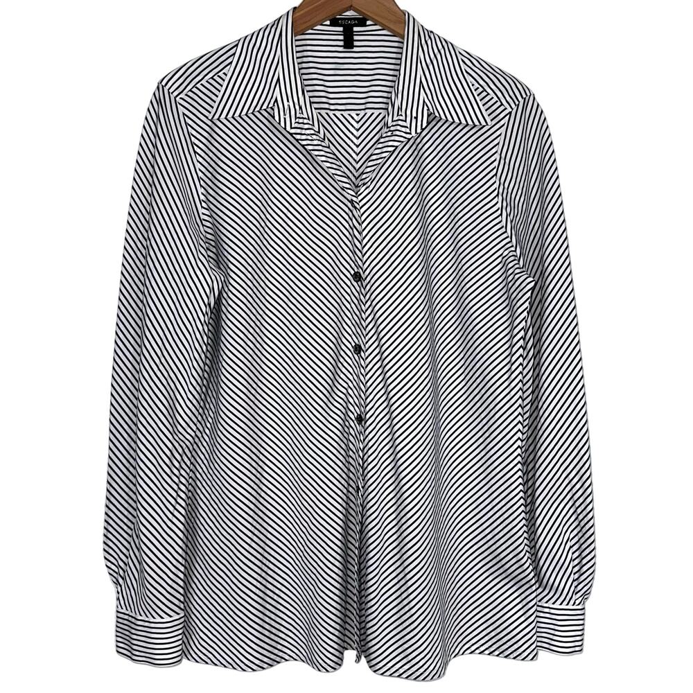 Escada Striped Long Sleeve Button Up Shirt Size 42/US 6